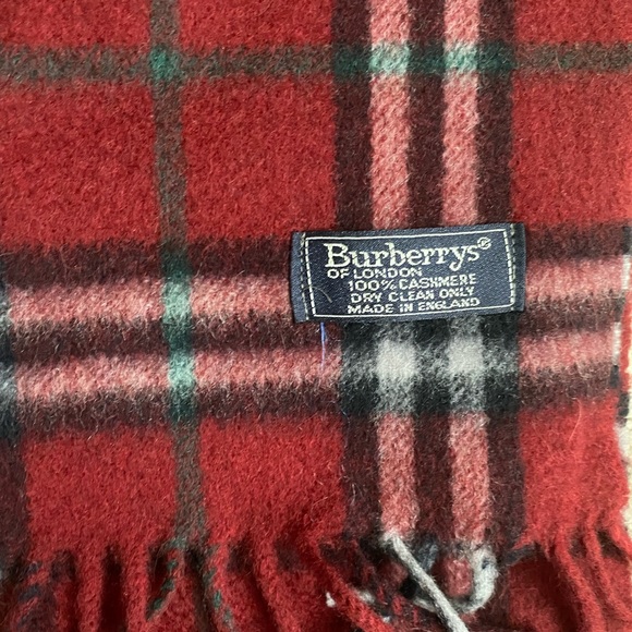Vintage Burberry Classic Red Plaid Cashmere Scarf Unisex - Picture 4 of 5